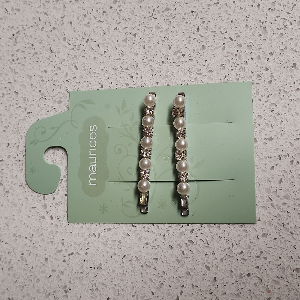 Maurices NWT Pearl and Bling Hair Clips.